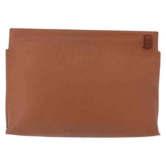 LOEWE Clutch Bag Canvas Brown Silver Auth 192707A