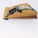 LOEWE Clutch Bag Canvas Brown Silver Auth 192707A-5