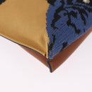 LOEWE Clutch Bag Canvas Brown Silver Auth 192707A-8
