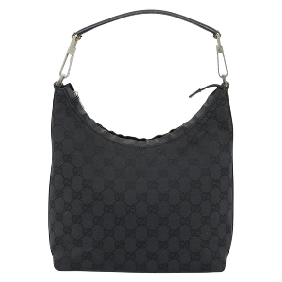GUCCI GG Canvas Shoulder Bag Black Silver 000.0602 Auth 192708