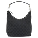 GUCCI GG Canvas Shoulder Bag Black Silver 000.0602 Auth 192708-2