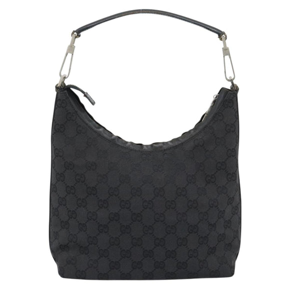 GUCCI GG Canvas Shoulder Bag Black Silver 000.0602 Auth 192708