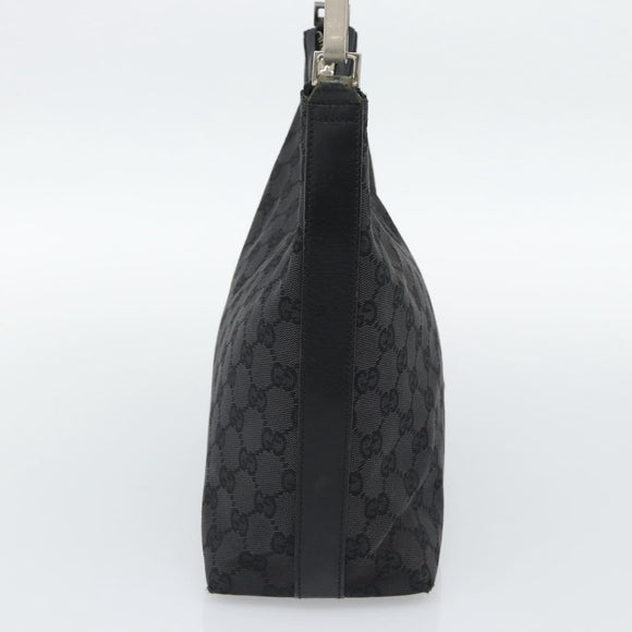 GUCCI GG Canvas Shoulder Bag Black Silver 000.0602 Auth 192708