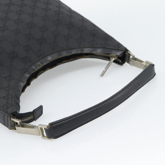 GUCCI GG Canvas Shoulder Bag Black Silver 000.0602 Auth 192708