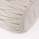 Miu Miu Matelasse Shoulder Bag Leather White Gold Tone Auth 192710A-15