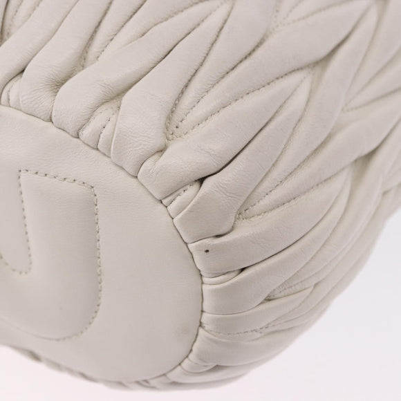 Miu Miu Matelasse Shoulder Bag Leather White Gold Tone Auth 192710A