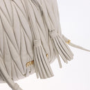 Miu Miu Matelasse Shoulder Bag Leather White Gold Tone Auth 192710A-10