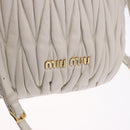 Miu Miu Matelasse Shoulder Bag Leather White Gold Tone Auth 192710A-17