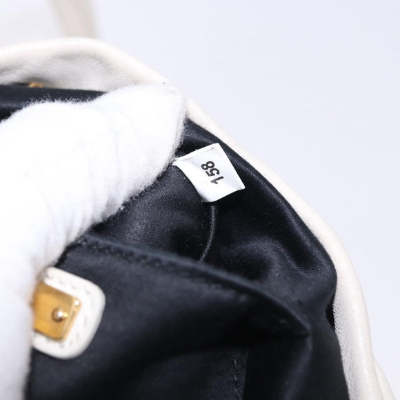 Miu Miu Matelasse Shoulder Bag Leather White Gold Tone Auth 192710A