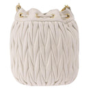 Miu Miu Matelasse Shoulder Bag Leather White Gold Tone Auth 192710A-2