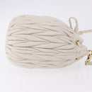 Miu Miu Matelasse Shoulder Bag Leather White Gold Tone Auth 192710A-3