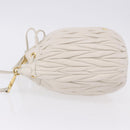 Miu Miu Matelasse Shoulder Bag Leather White Gold Tone Auth 192710A-4