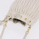 Miu Miu Matelasse Shoulder Bag Leather White Gold Tone Auth 192710A-6