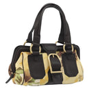 CELINE Hand Bag Canvas Yellow Gold Tone Auth 192711A-1