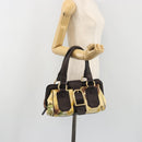 CELINE Hand Bag Canvas Yellow Gold Tone Auth 192711A-26