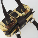 CELINE Hand Bag Canvas Yellow Gold Tone Auth 192711A-6