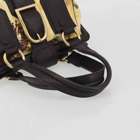 CELINE Hand Bag Canvas Yellow Gold Tone Auth 192711A