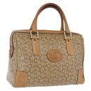 CELINE C Saluki Boston Bag PVC Leather Beige Gold Tone Auth 192714-1