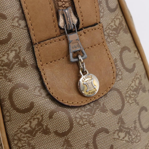 CELINE C Saluki Boston Bag PVC Leather Beige Gold Tone Auth 192714