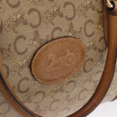 CELINE C Saluki Boston Bag PVC Leather Beige Gold Tone Auth 192714-15