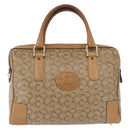 CELINE C Saluki Boston Bag PVC Leather Beige Gold Tone Auth 192714-2