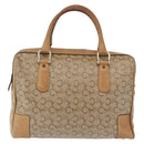CELINE C Saluki Boston Bag PVC Leather Beige Gold Tone Auth 192714-3