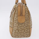 CELINE C Saluki Boston Bag PVC Leather Beige Gold Tone Auth 192714-4