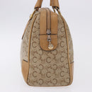 CELINE C Saluki Boston Bag PVC Leather Beige Gold Tone Auth 192714-5