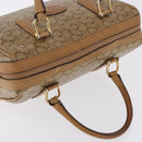 CELINE C Saluki Boston Bag PVC Leather Beige Gold Tone Auth 192714-6