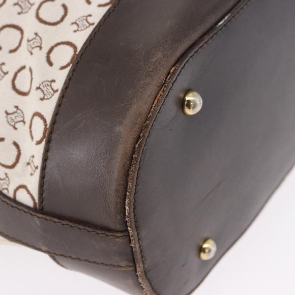 CELINE C Macadam Tote Bag Canvas Ivory Brown Auth 192715