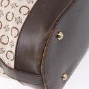 CELINE C Macadam Tote Bag Canvas Ivory Brown Auth 192715-15