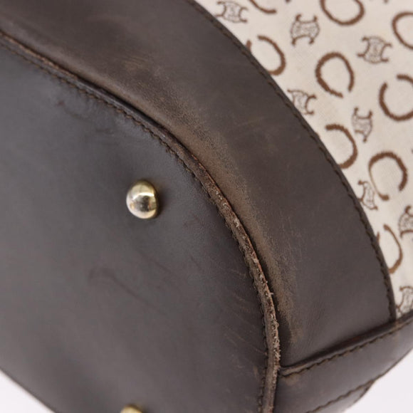 CELINE C Macadam Tote Bag Canvas Ivory Brown Auth 192715