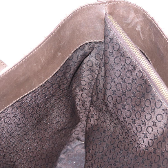 CELINE C Macadam Tote Bag Canvas Ivory Brown Auth 192715