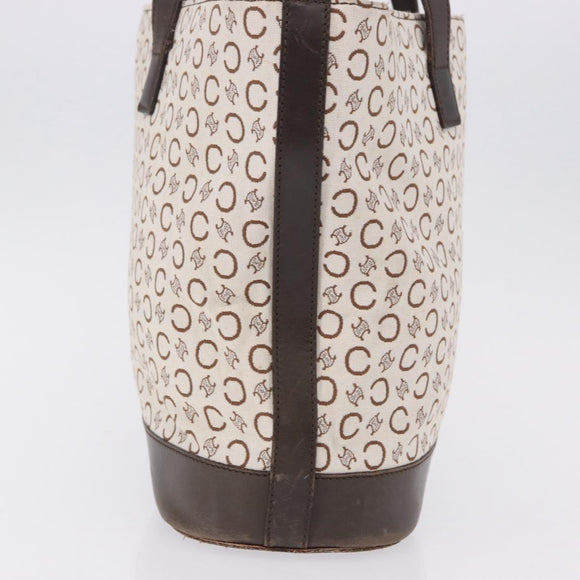 CELINE C Macadam Tote Bag Canvas Ivory Brown Auth 192715