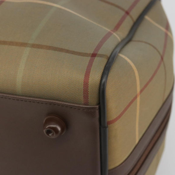 Burberrys Nova Check Boston Bag Canvas Beige Gold Tone Auth 192716