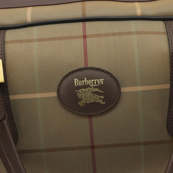 Burberrys Nova Check Boston Bag Canvas Beige Gold Tone Auth 192716