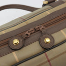 Burberrys Nova Check Boston Bag Canvas Beige Gold Tone Auth 192716-10