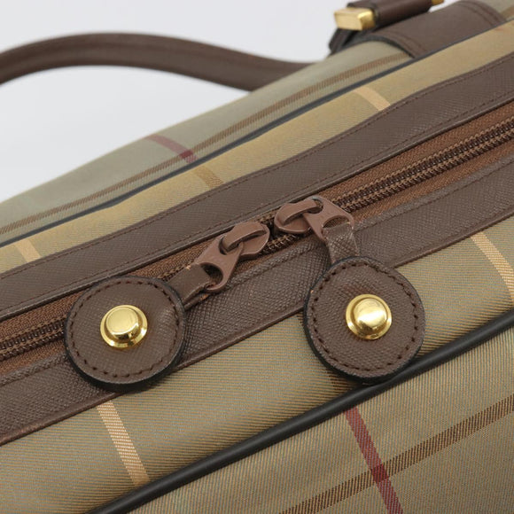 Burberrys Nova Check Boston Bag Canvas Beige Gold Tone Auth 192716
