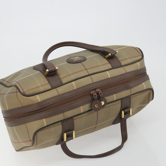 Burberrys Nova Check Boston Bag Canvas Beige Gold Tone Auth 192716