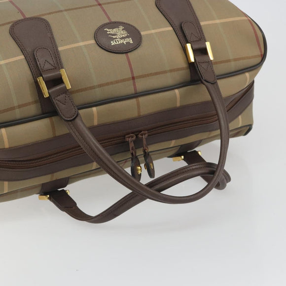 Burberrys Nova Check Boston Bag Canvas Beige Gold Tone Auth 192716