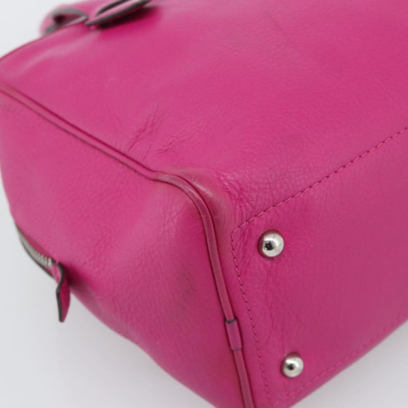 LOEWE Heritage Hand Bag Leather Pink Silver Auth 192717