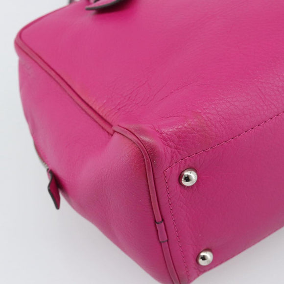 LOEWE Heritage Hand Bag Leather Pink Silver Auth 192717