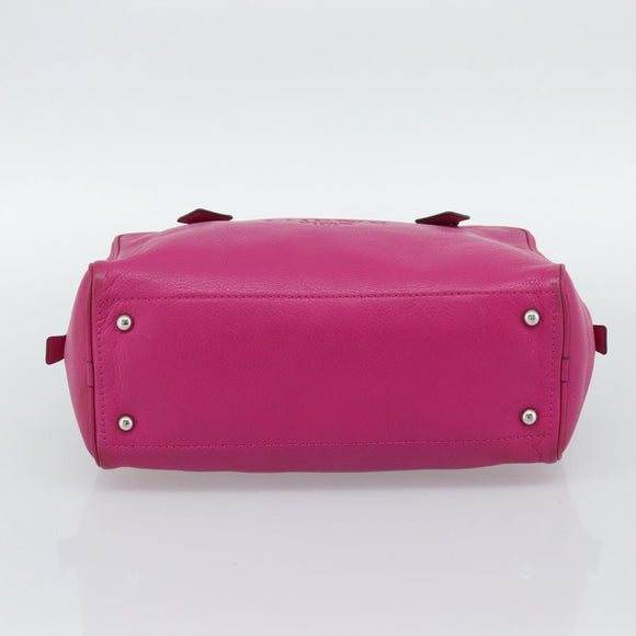 LOEWE Heritage Hand Bag Leather Pink Silver Auth 192717