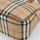 BURBERRY Nova Check Hand Bag Canvas Beige Gold Tone Auth 192718-14