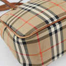 BURBERRY Nova Check Hand Bag Canvas Beige Gold Tone Auth 192718-15