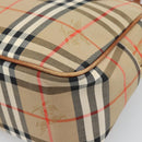 BURBERRY Nova Check Hand Bag Canvas Beige Gold Tone Auth 192718-16