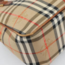 BURBERRY Nova Check Hand Bag Canvas Beige Gold Tone Auth 192718-9