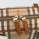 BURBERRY Nova Check Hand Bag Canvas Beige Gold Tone Auth 192718-10
