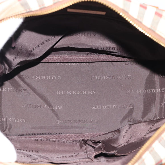 BURBERRY Nova Check Hand Bag Canvas Beige Gold Tone Auth 192718