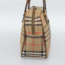 BURBERRY Nova Check Hand Bag Canvas Beige Gold Tone Auth 192718-3